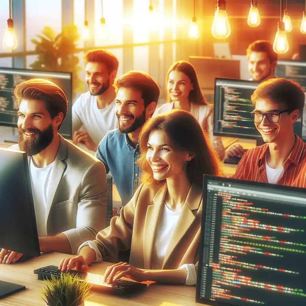 A team reviewing marketing strategy together on their screens